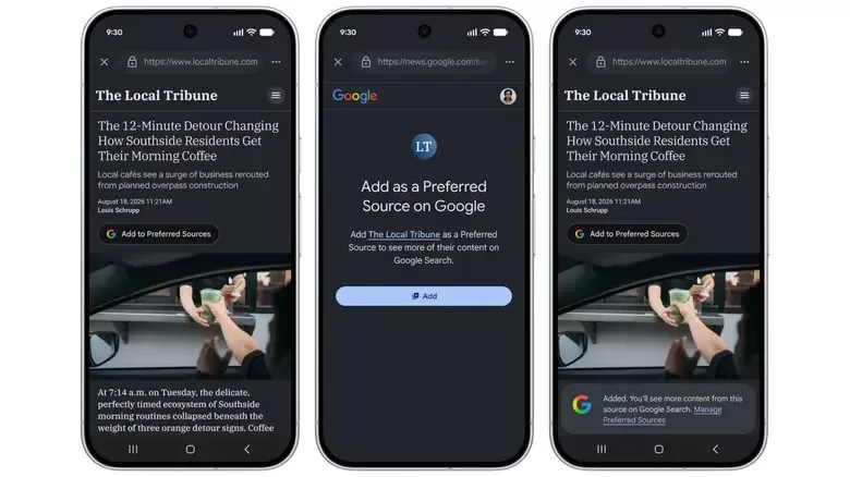 Google-da sevdiyiniz xəbər saytlarını önə çıxara biləcəksiniz